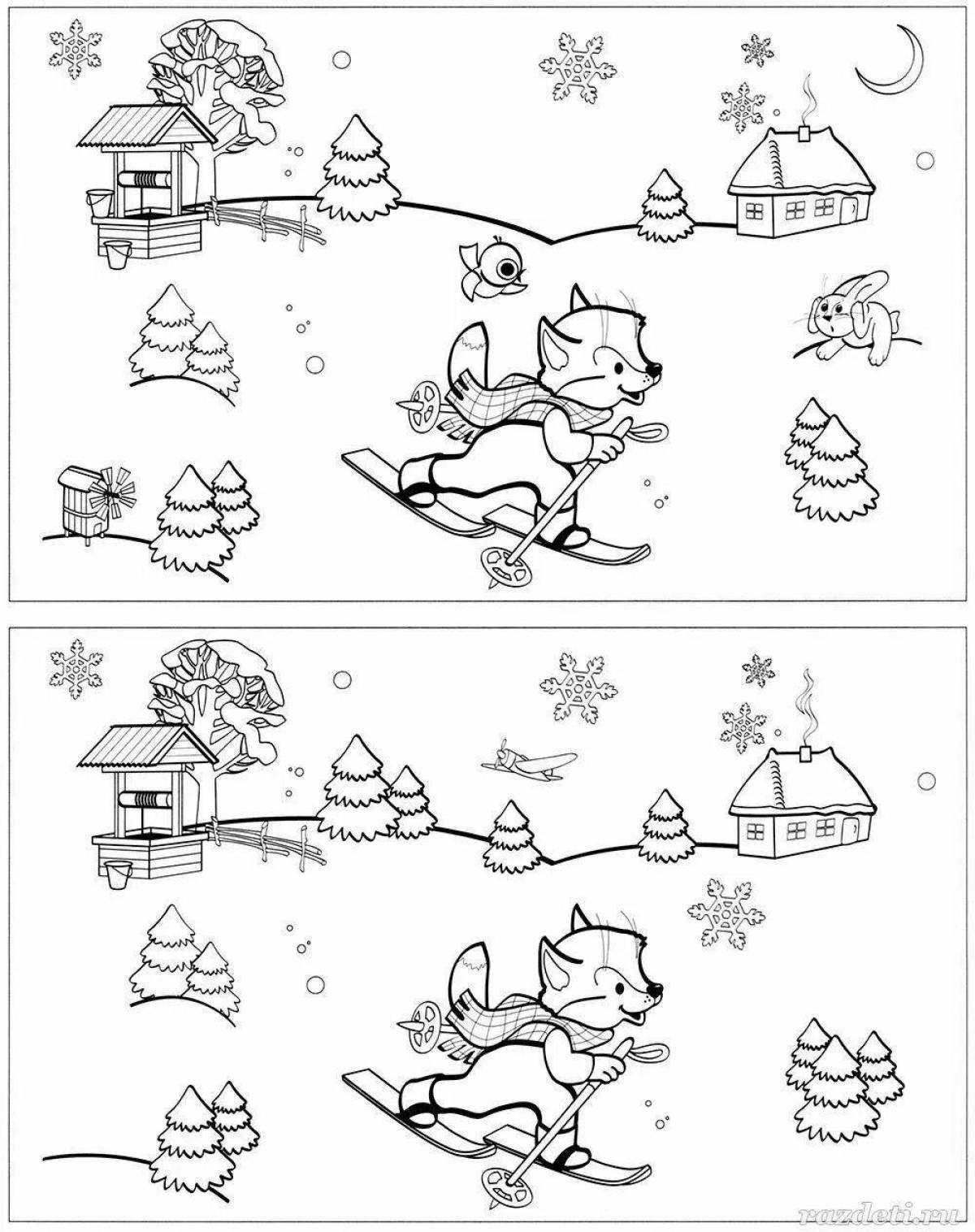 Величественная раскраска зима для дошкольников