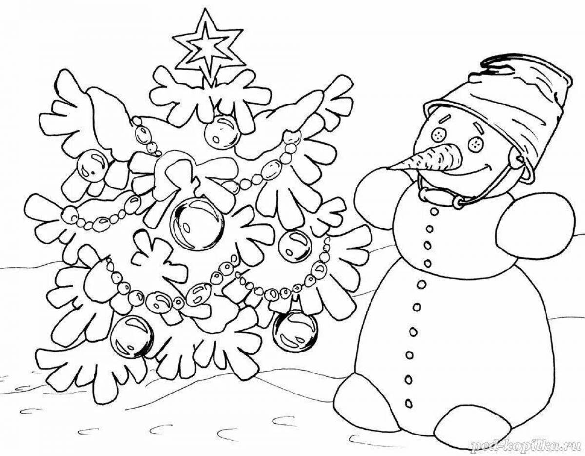 Amazing coloring book for children 3-4 years old Winter New Year