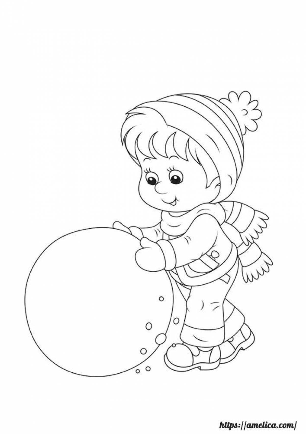 Large coloring book for children 3-4 years old winter new year