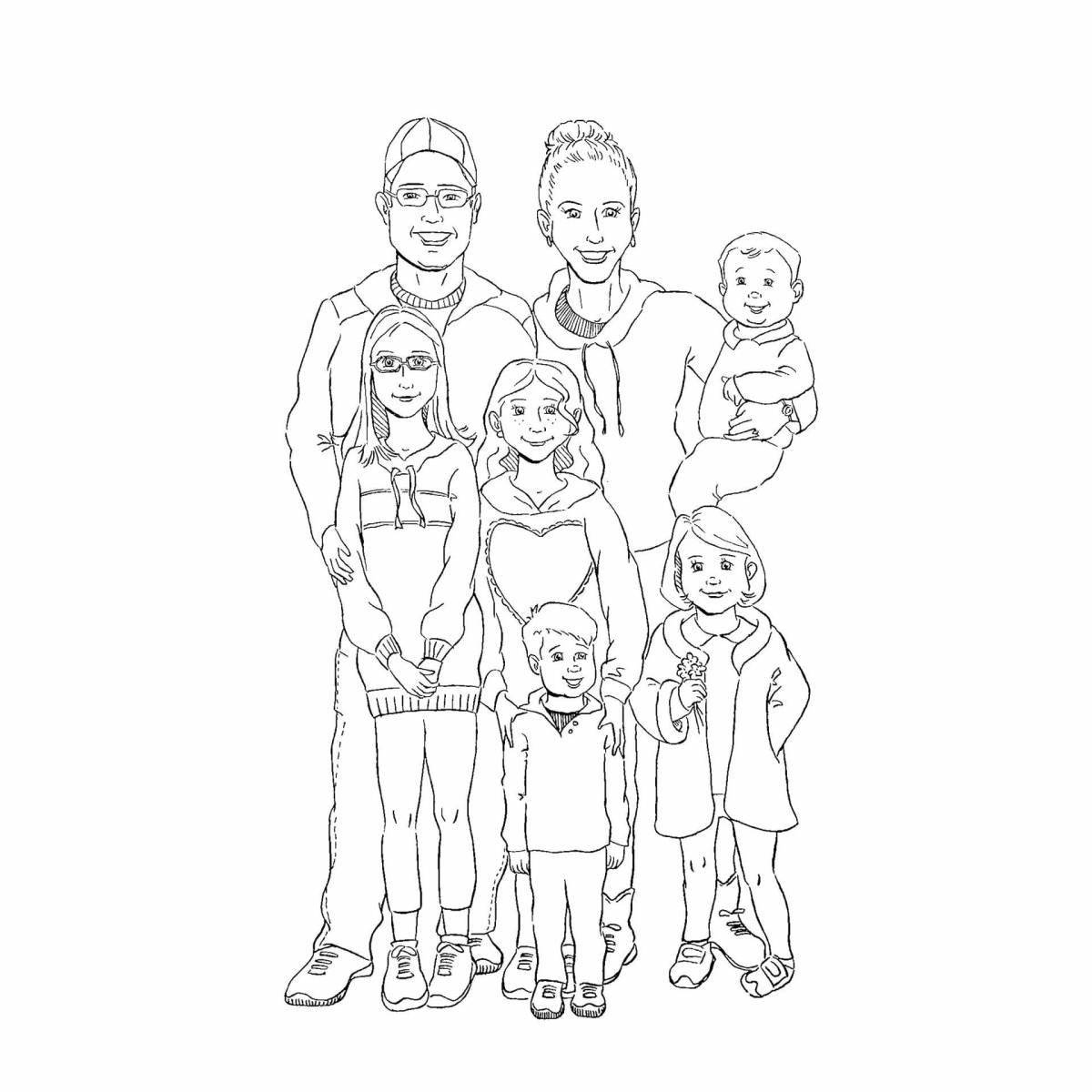 Раскраска Члены семьи. Портрет мамы и папы раскраска