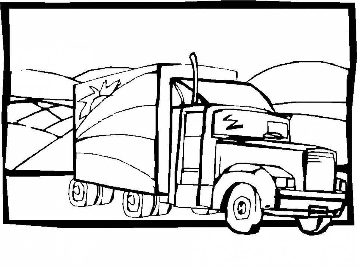 Colourful truckers coloring book