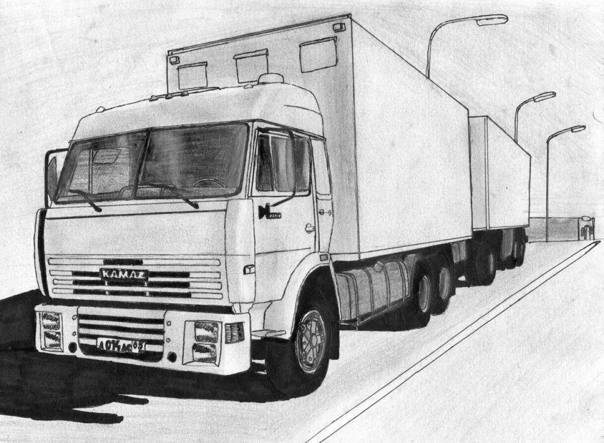 Impressive truckers coloring page