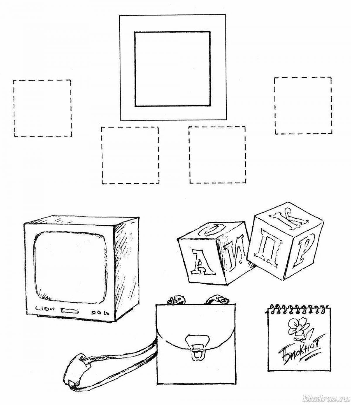 Square coloring book for kids