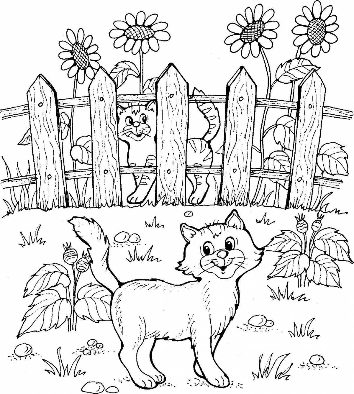 Coloring book tempting fence for kids