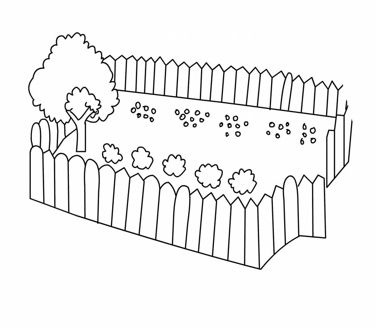 Glamorous fence coloring page for preschoolers