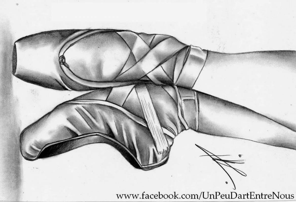 Coloring page dazzling pointe shoes