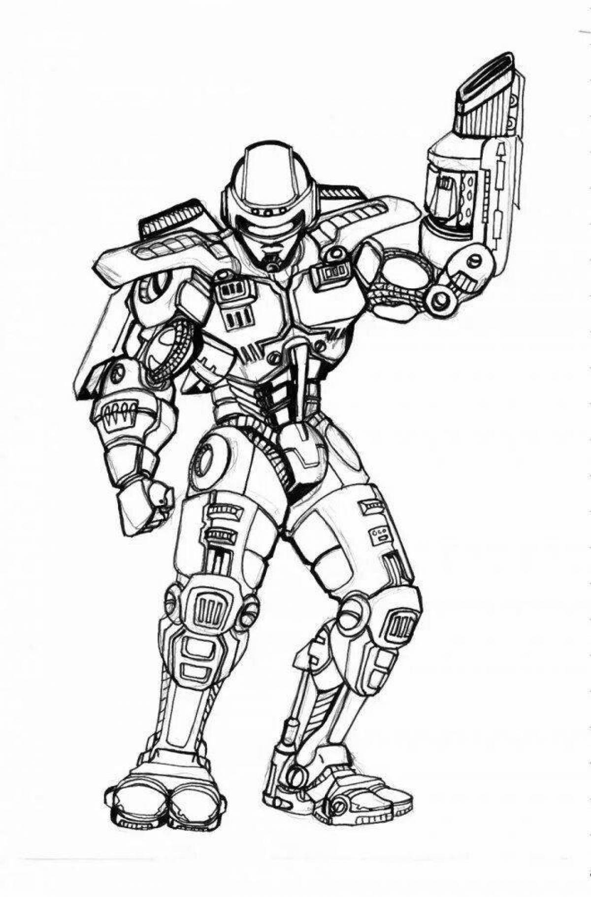 Coloring book glowing robocop