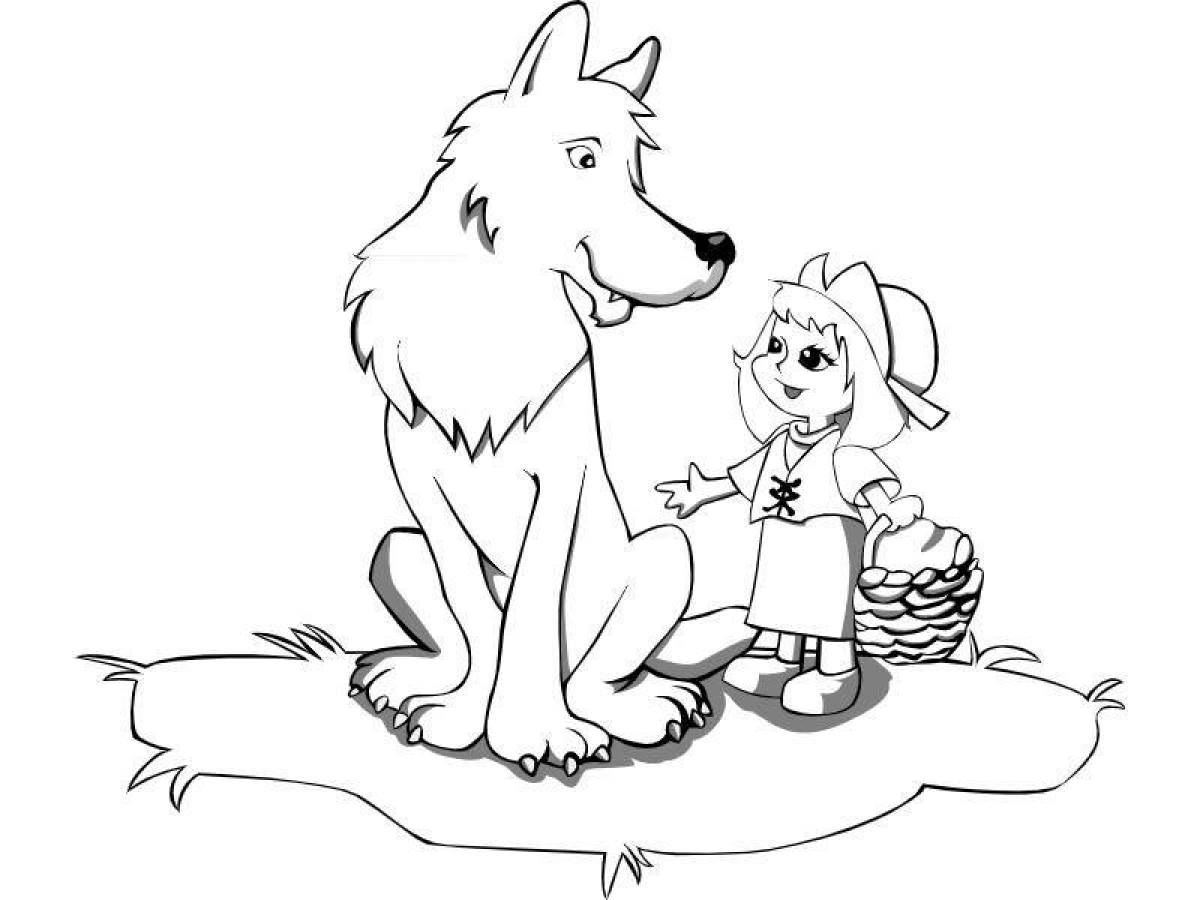Детский рисунок красная шапочка и серый волк