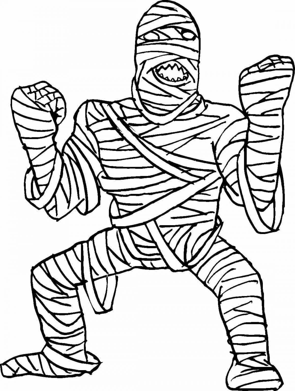 Frightening mummy coloring page