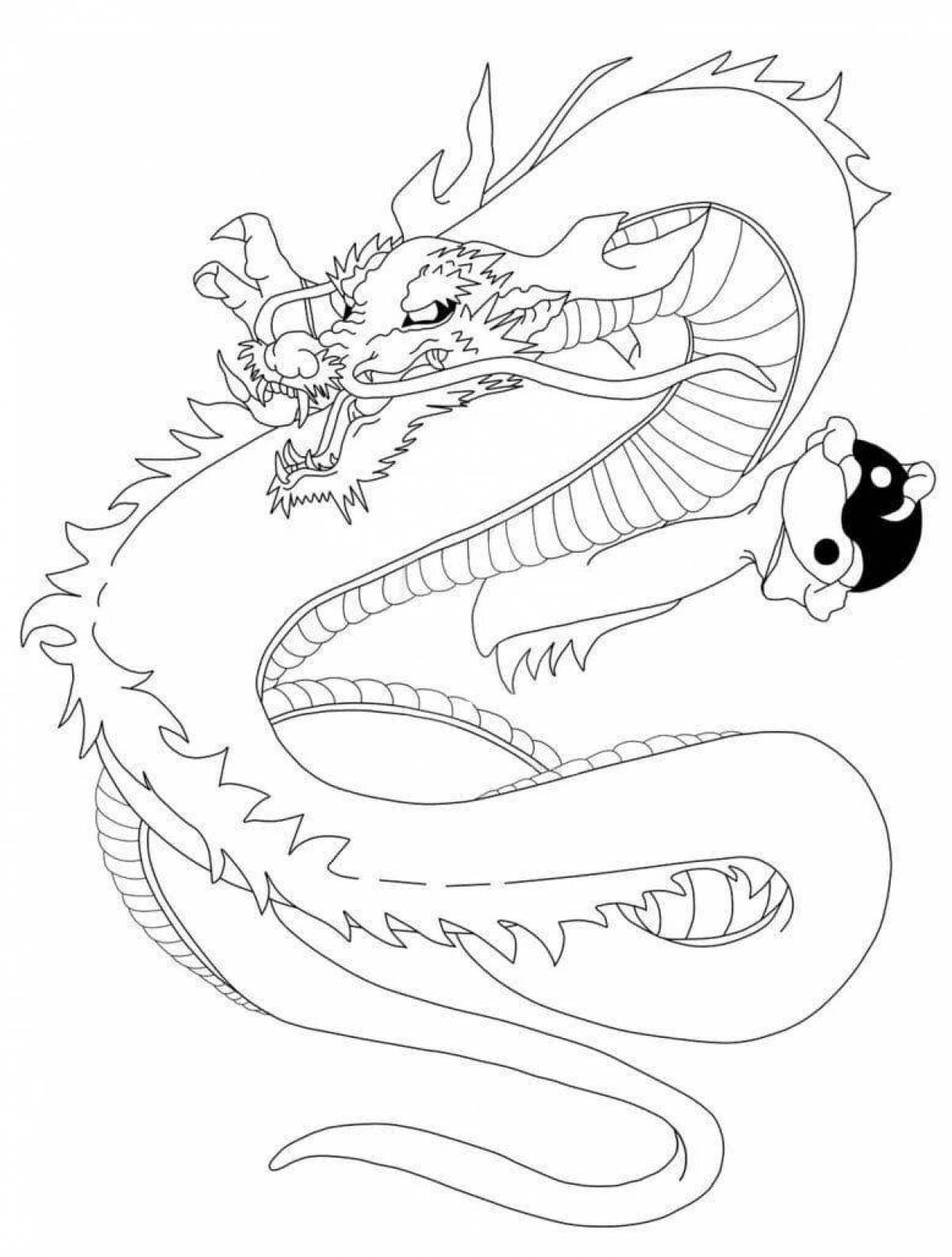 Dramatic chinese dragon coloring book for kids