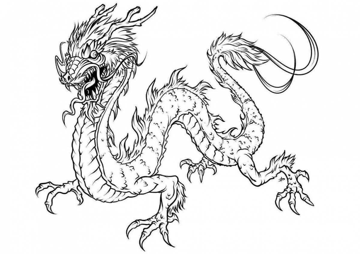 Раскраска прославленный китайский дракон для детей