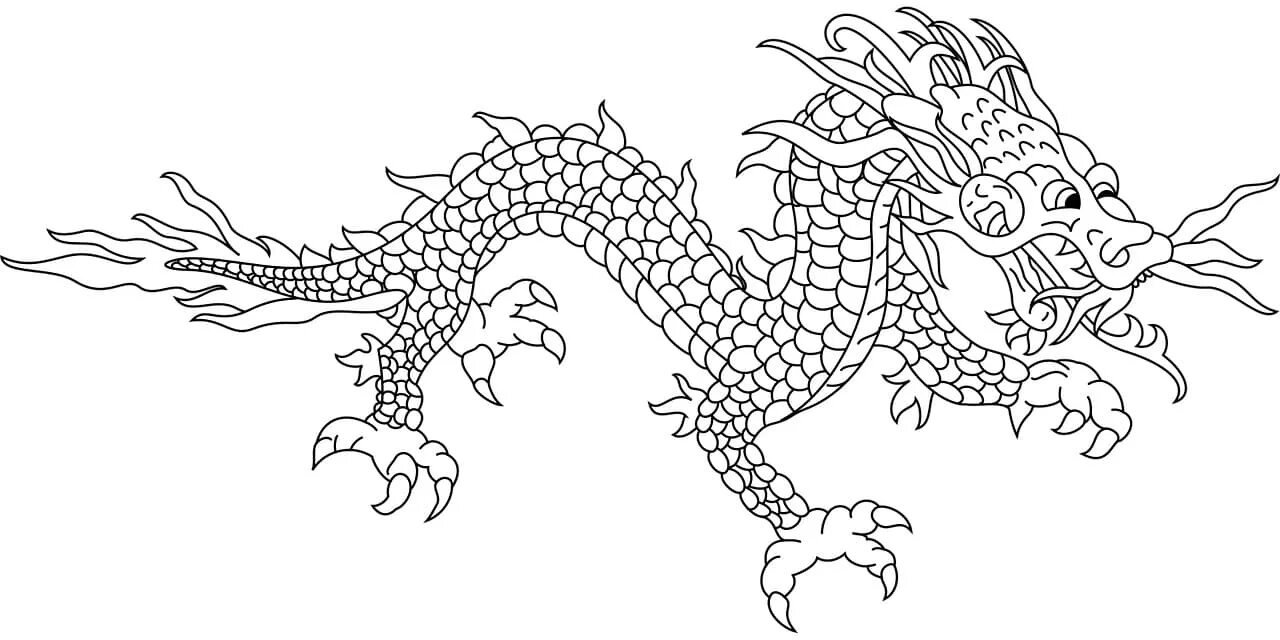 Unique chinese dragon coloring book for kids
