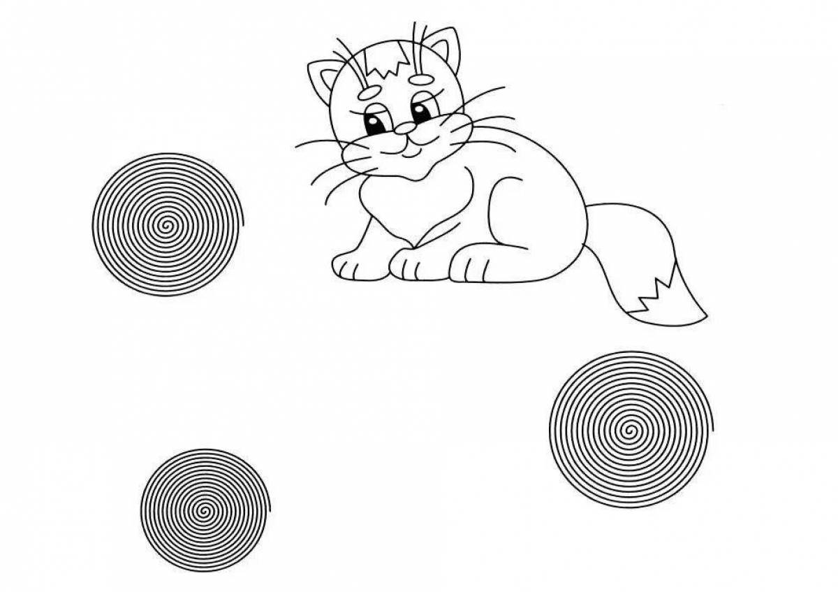 Изысканная спиральная раскраска кошки