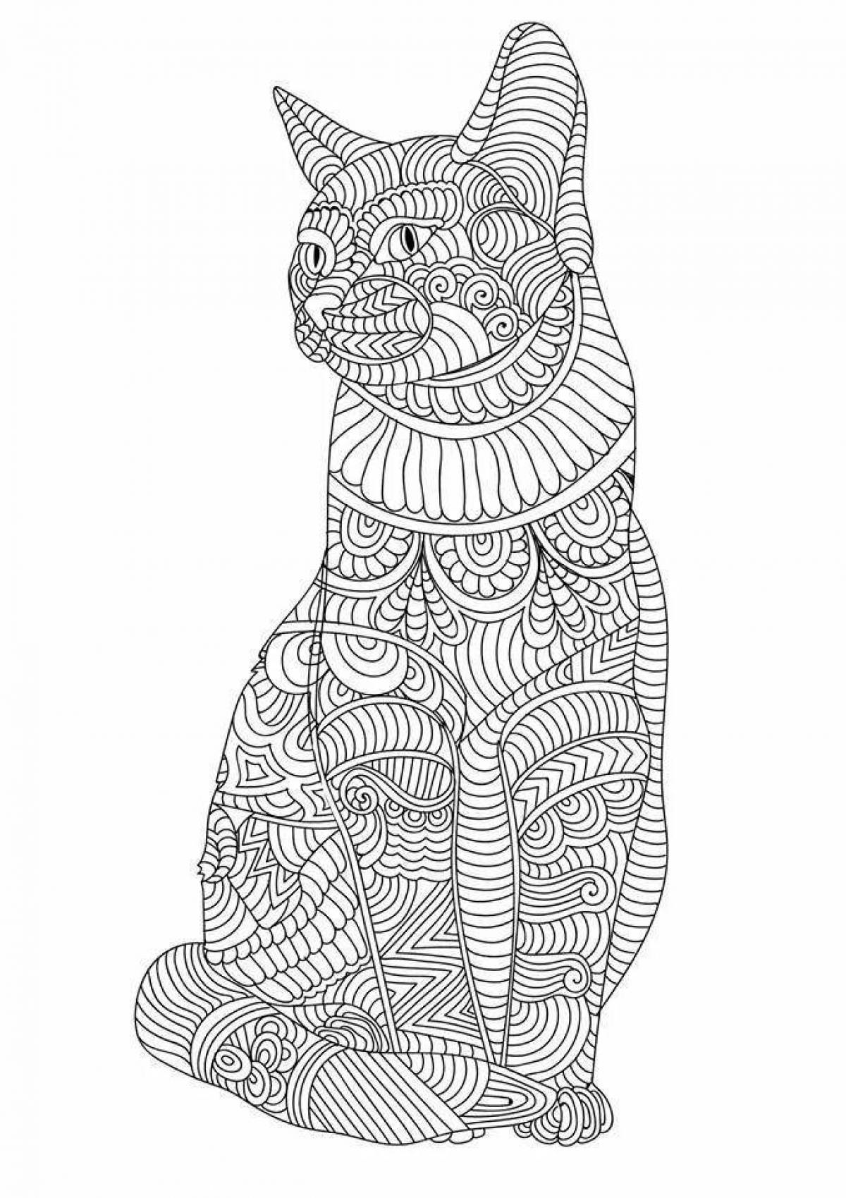 Креативная спиральная раскраска кота
