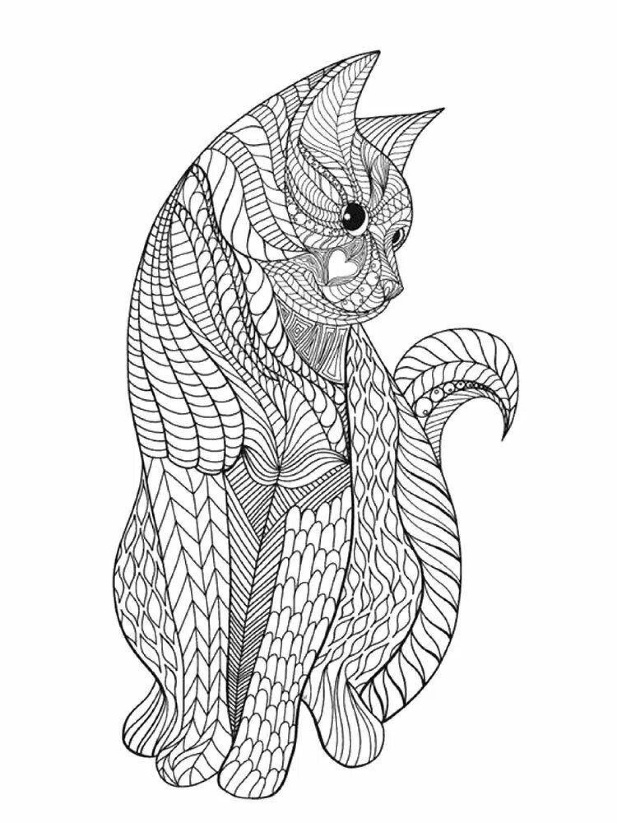 Coloring page nice spiral cat