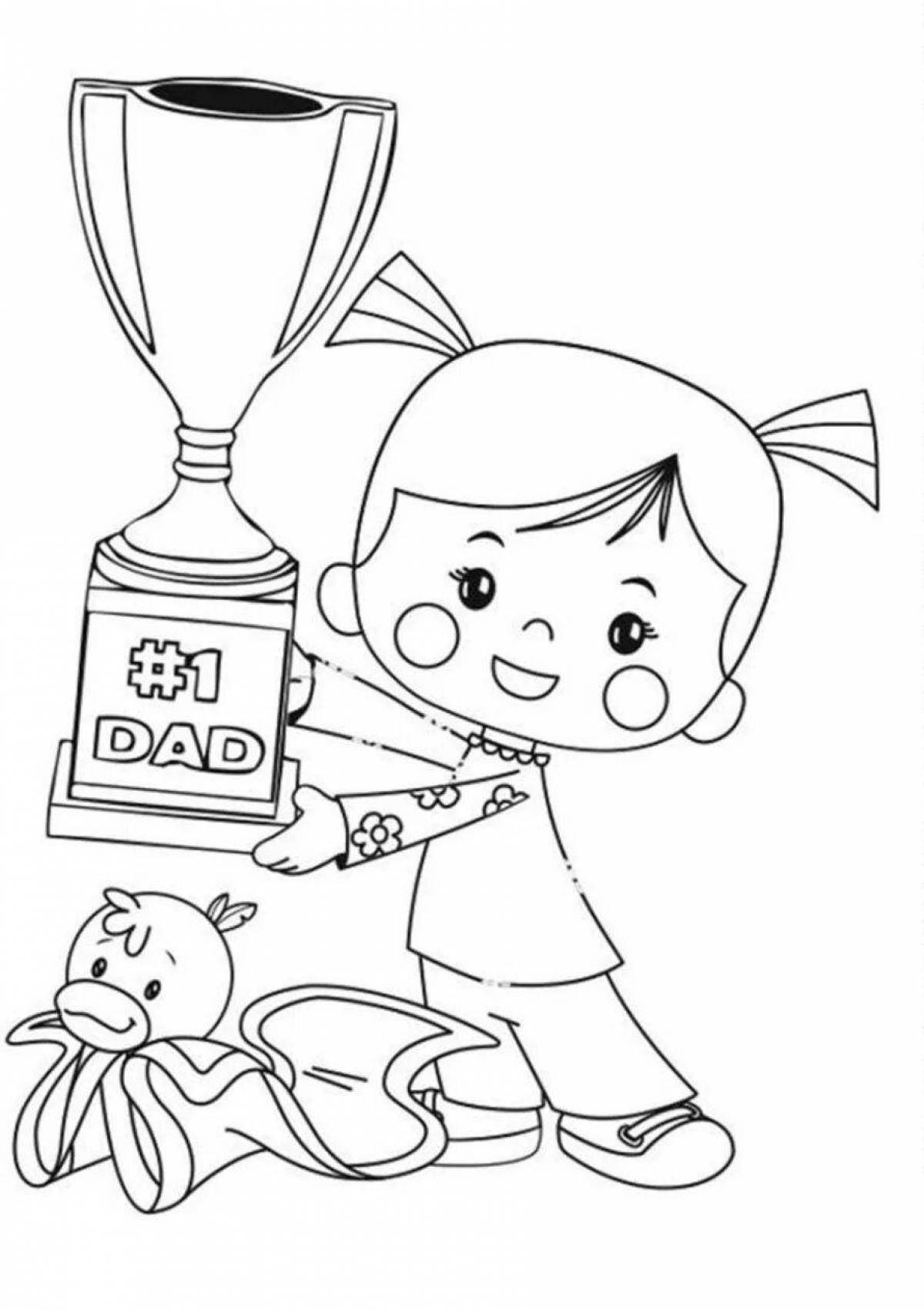 Coloring page happy winner cup