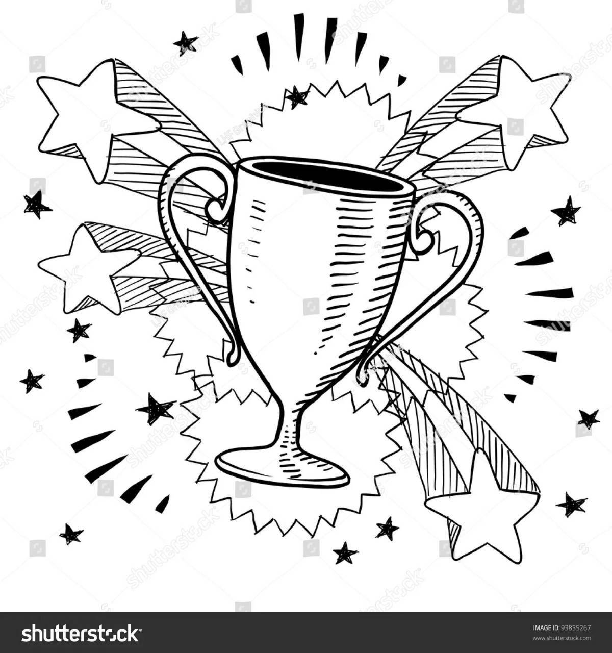 Glittering winner cup coloring page
