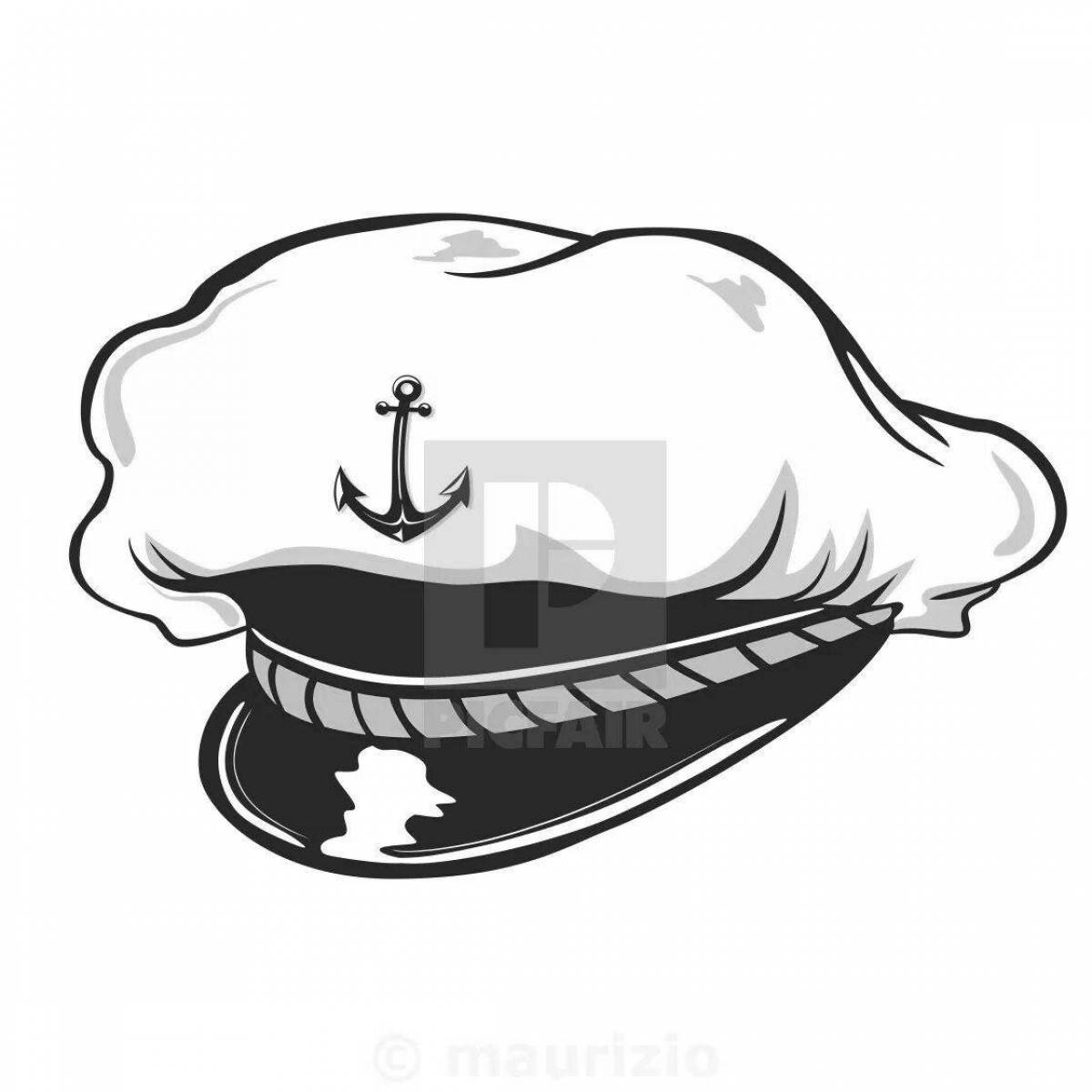 Раскраска яркая морская шапка для детей