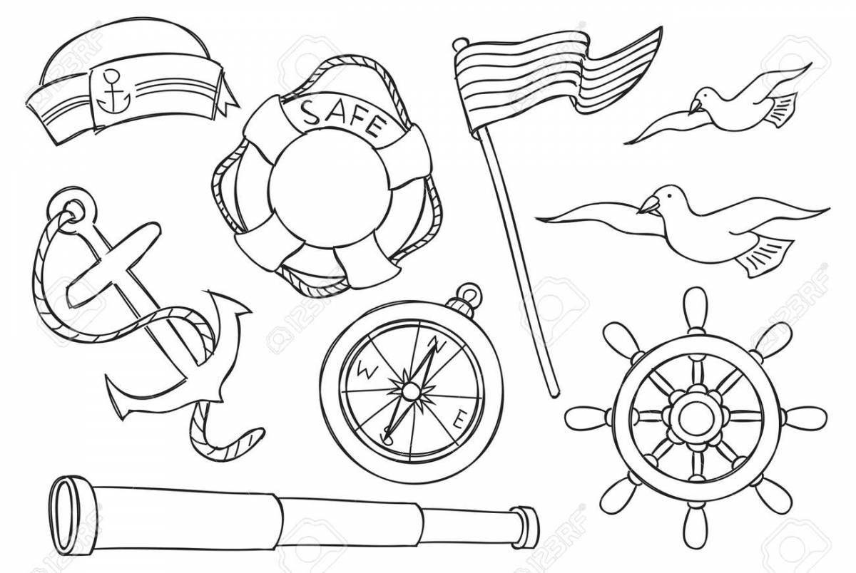 Adorable sea cap coloring book for kids