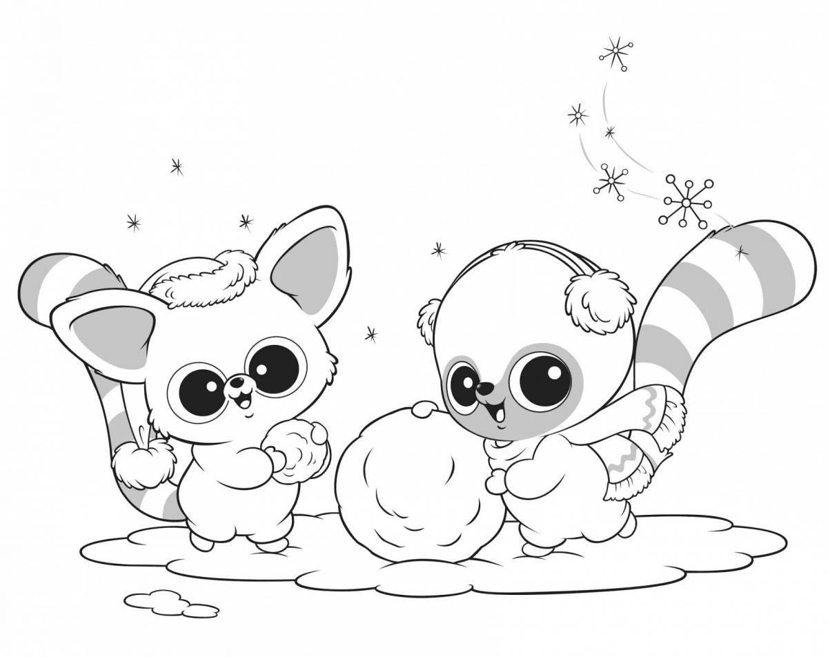 Веселая раскраска милые животные