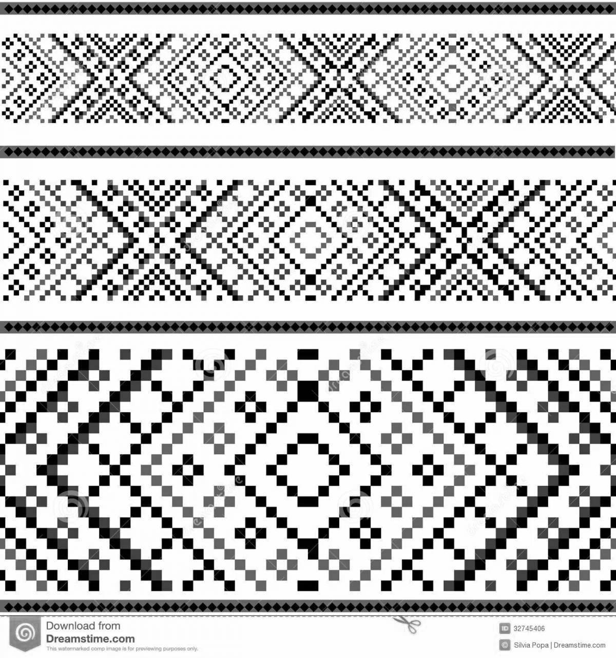 Colorful belarusian ornament coloring for children