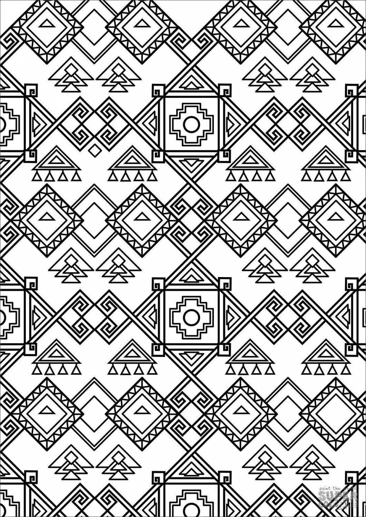 Bright Belarusian ornaments coloring for children