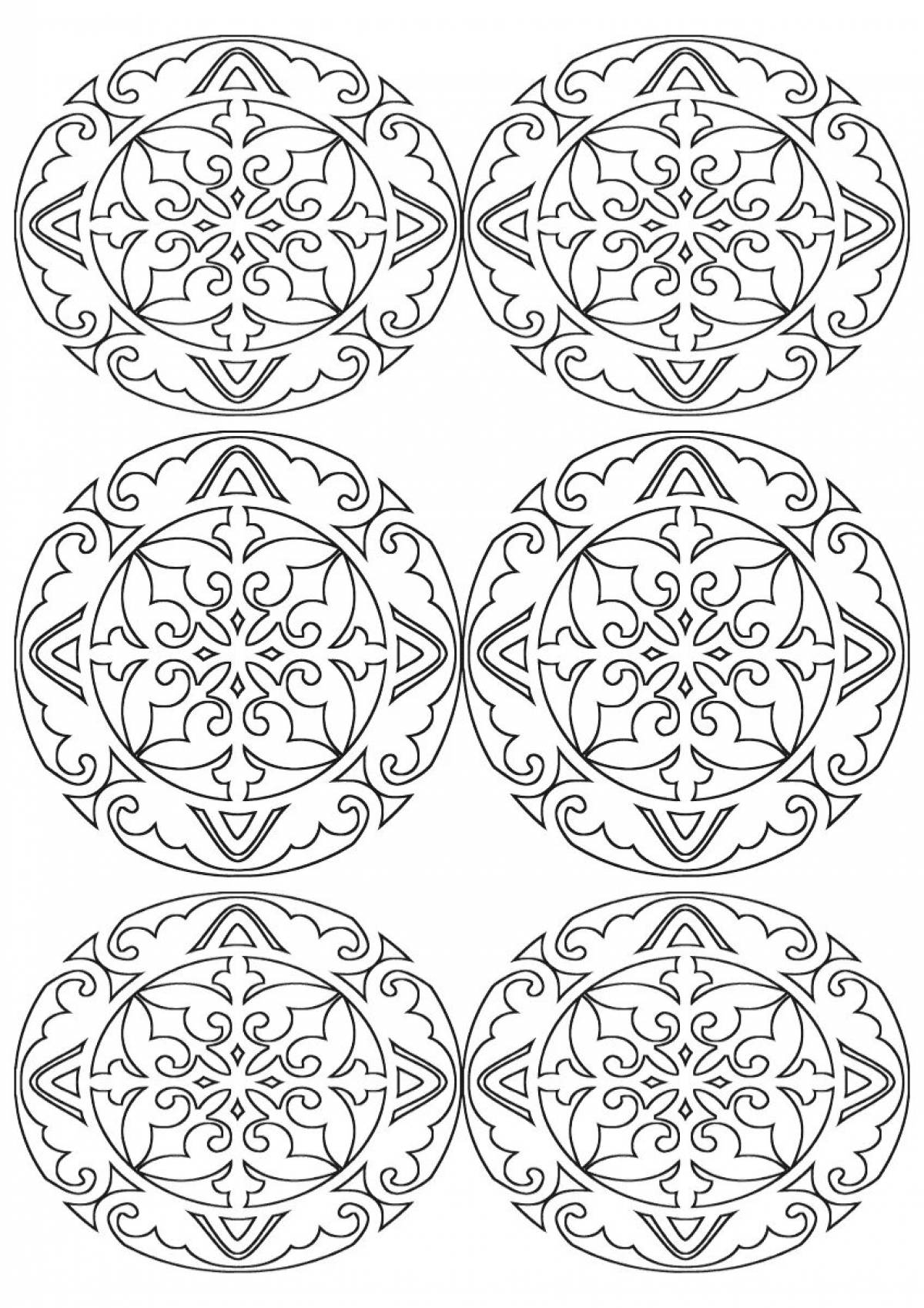 Intricate Belarusian ornament coloring for children