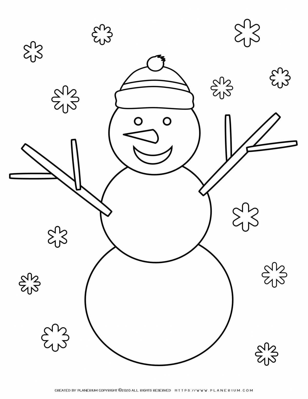 Красочная раскраска снеговик для детей 5 6