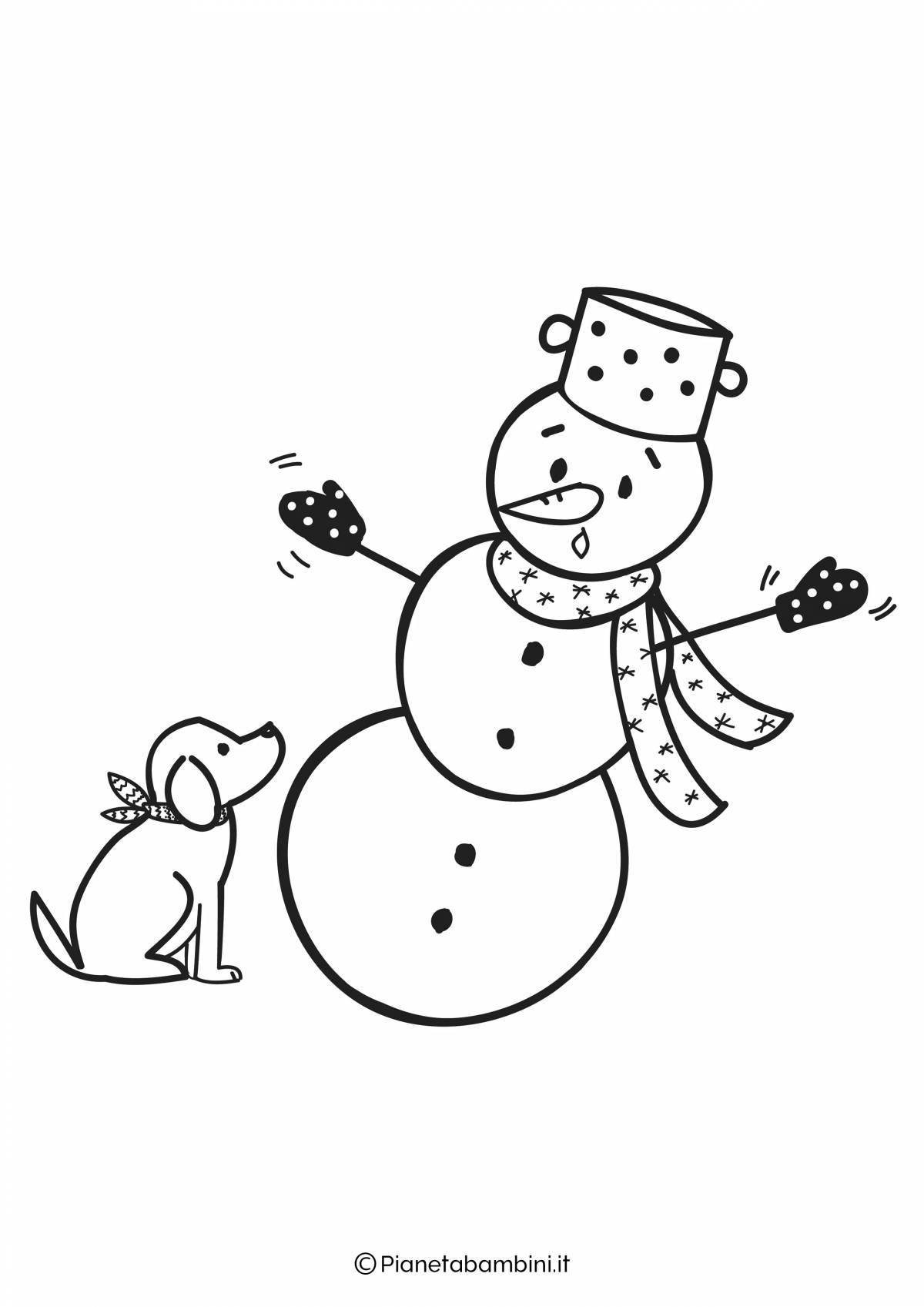 Игривая раскраска снеговик для детей 5 6