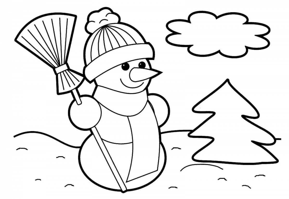Очаровательная раскраска снеговик для детей 5 6