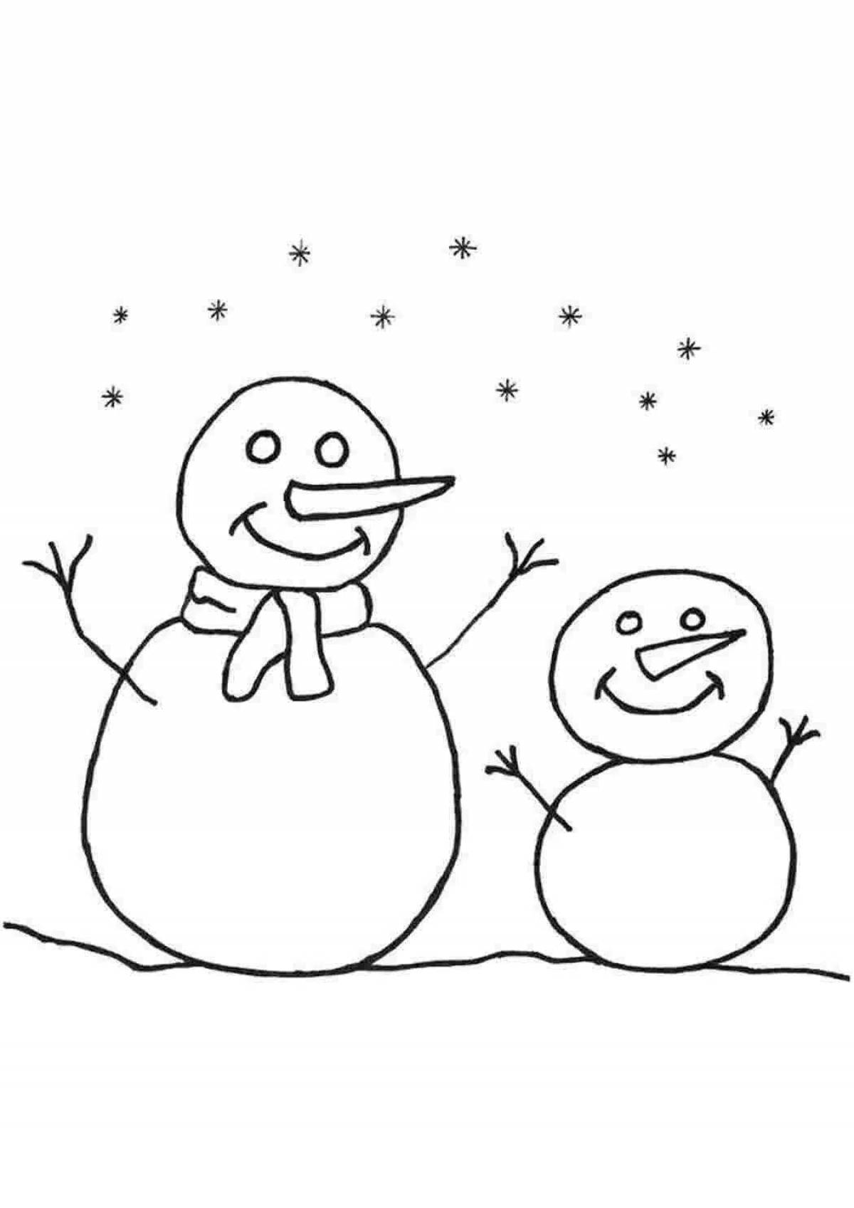 Humorous coloring book snowman for children 5 6