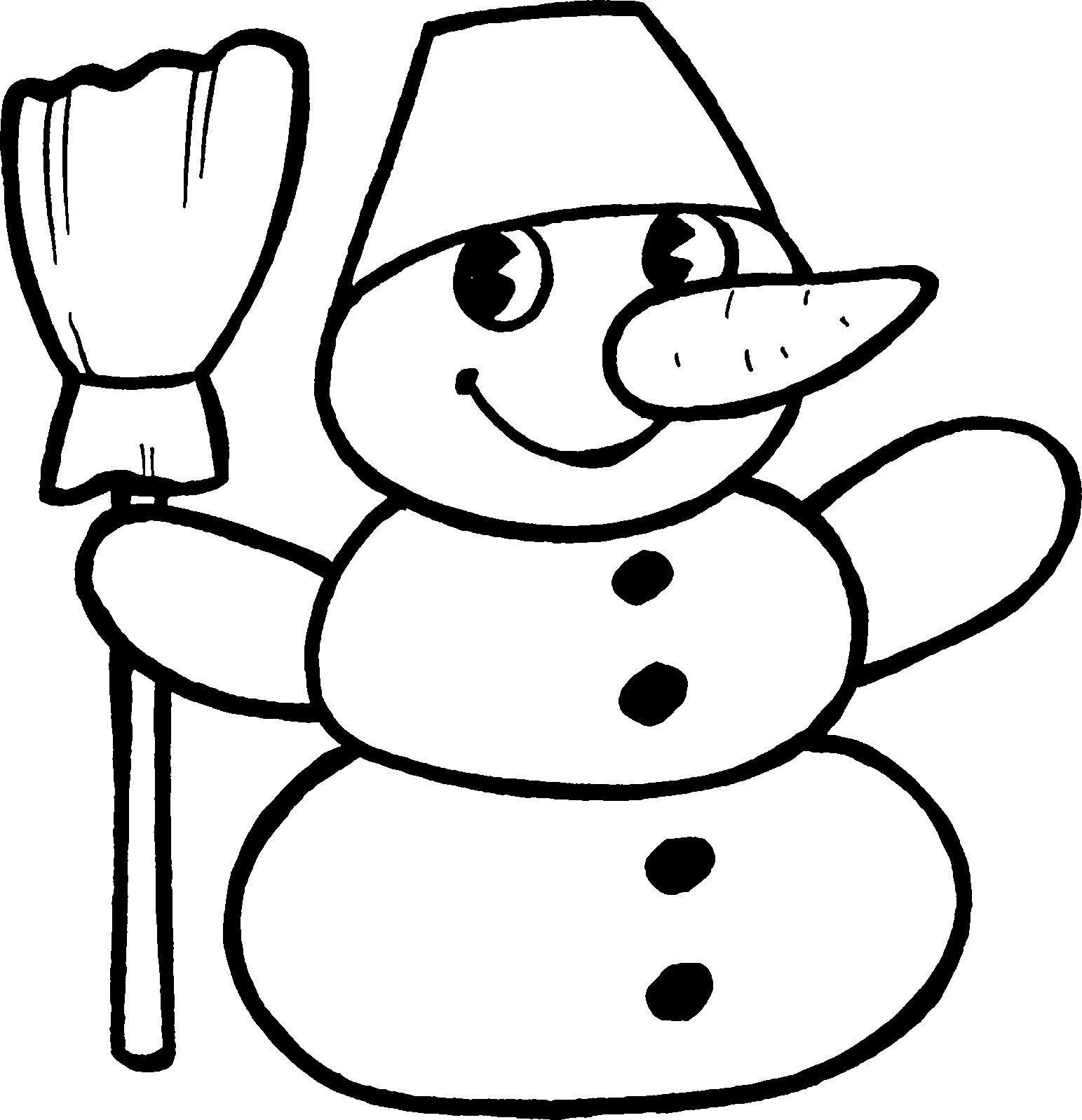 Раскраска Снеговик в шапке с помпоном распечатать бесплатно