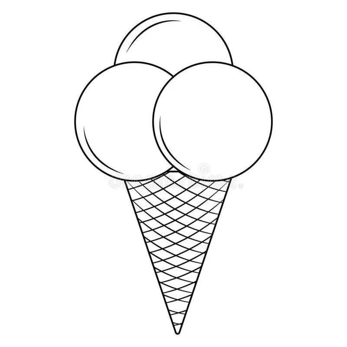 Colourful ice cream cone coloring page