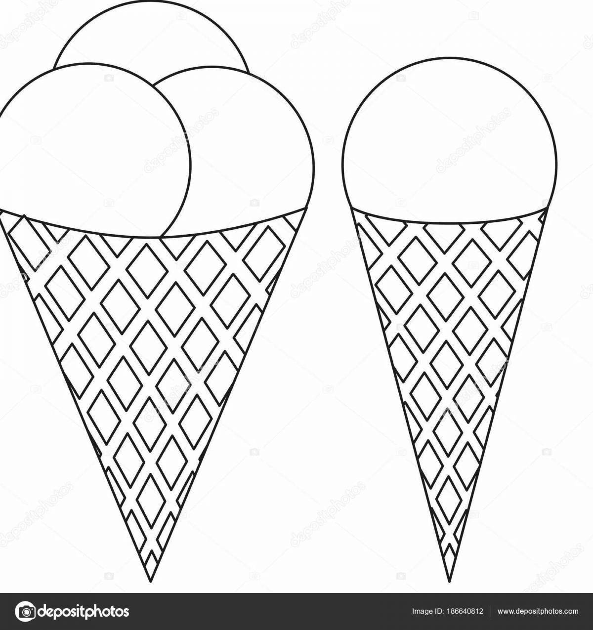 Coloring page refreshing ice cream cone