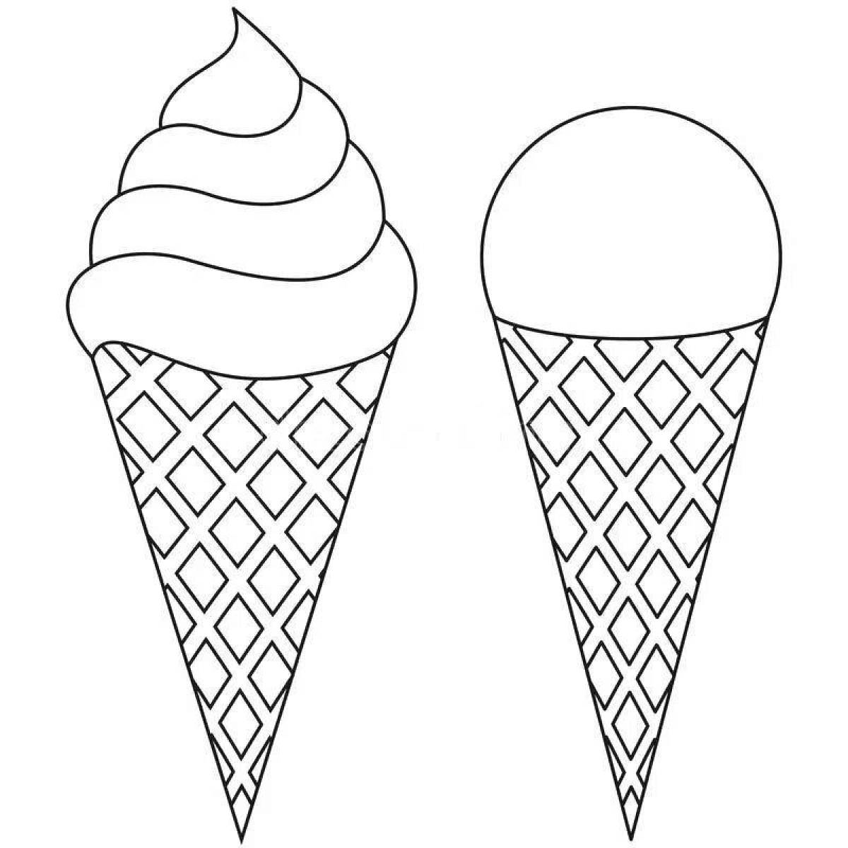 Coloring page beautiful ice cream cone
