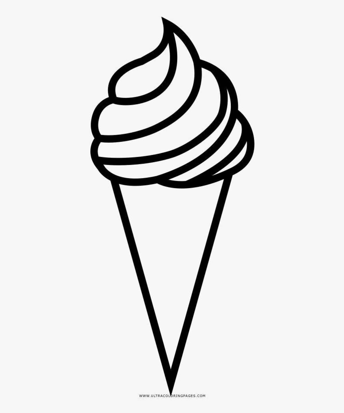 Adorable ice cream cone coloring page