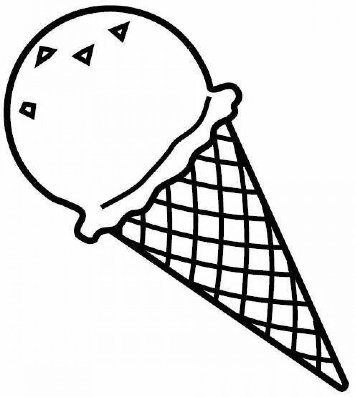 Заманчивая страница раскраски рожка мороженого