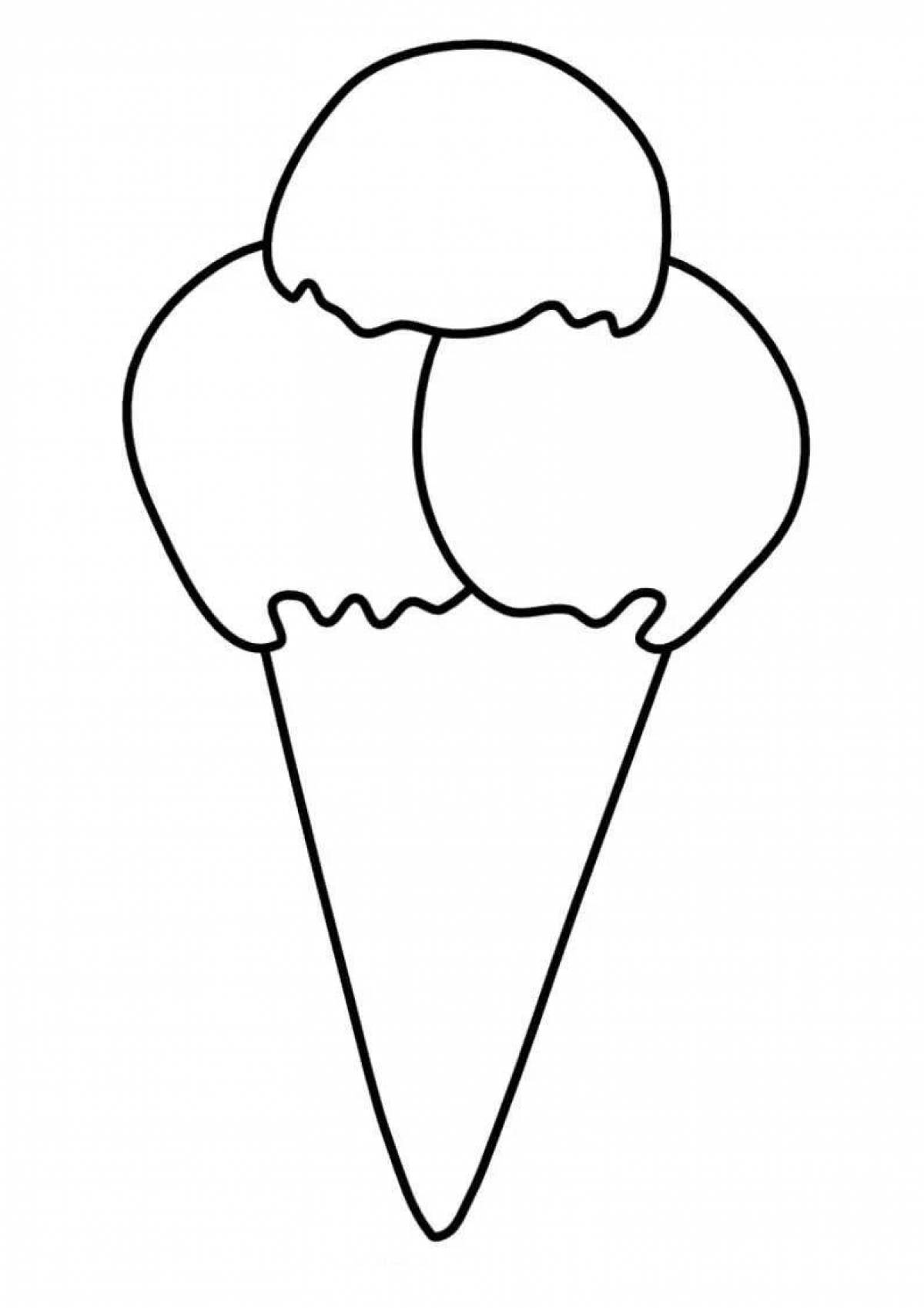 Delicious ice cream cone coloring page