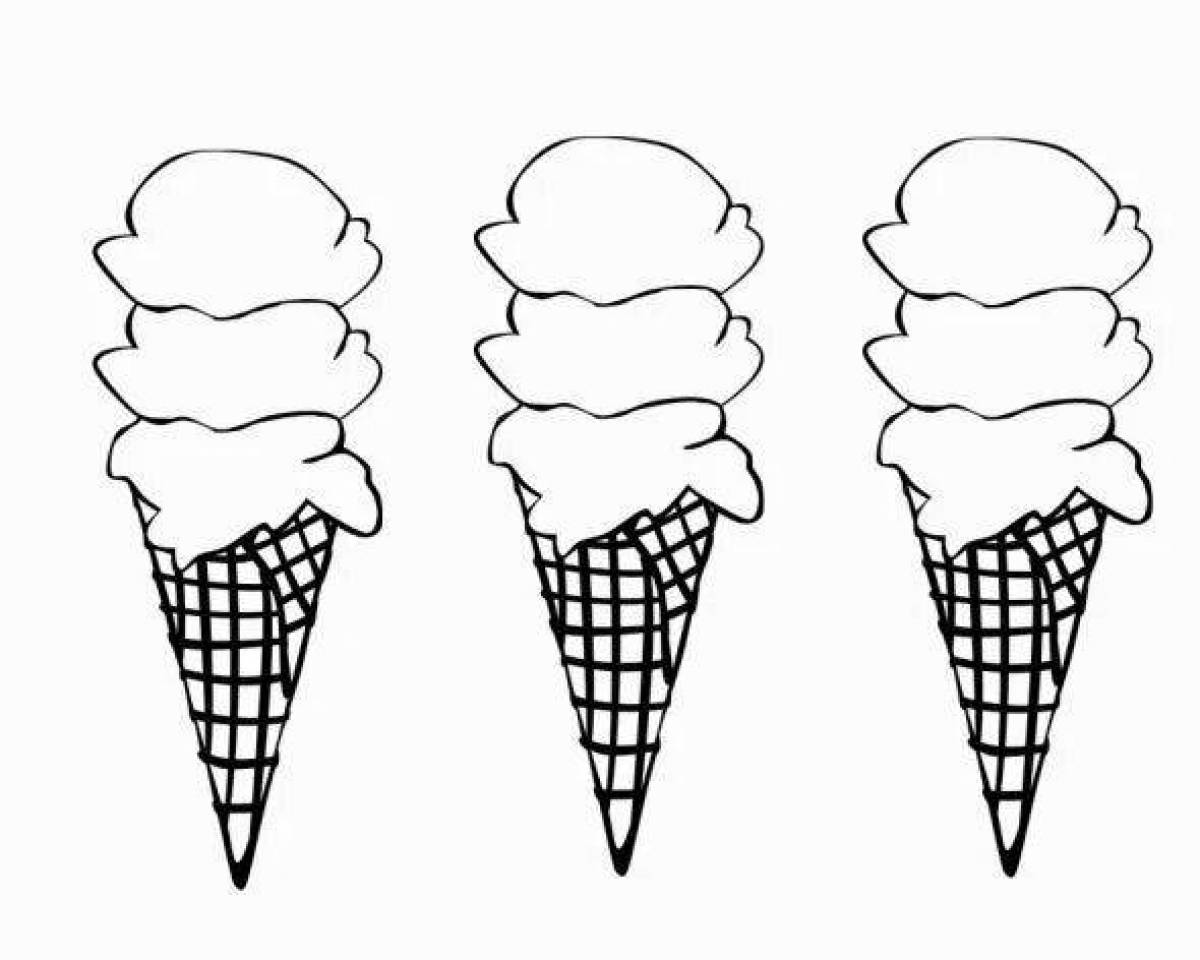 Coloring page inviting ice cream cone