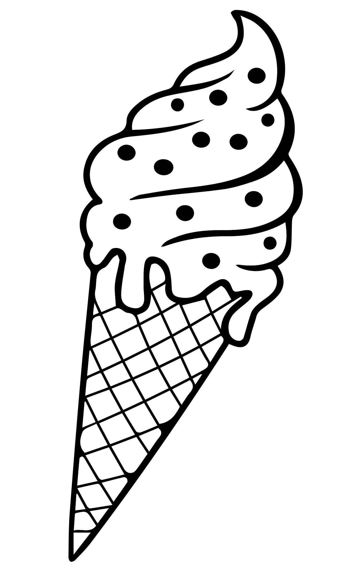 Coloring page of an attractive ice cream cone