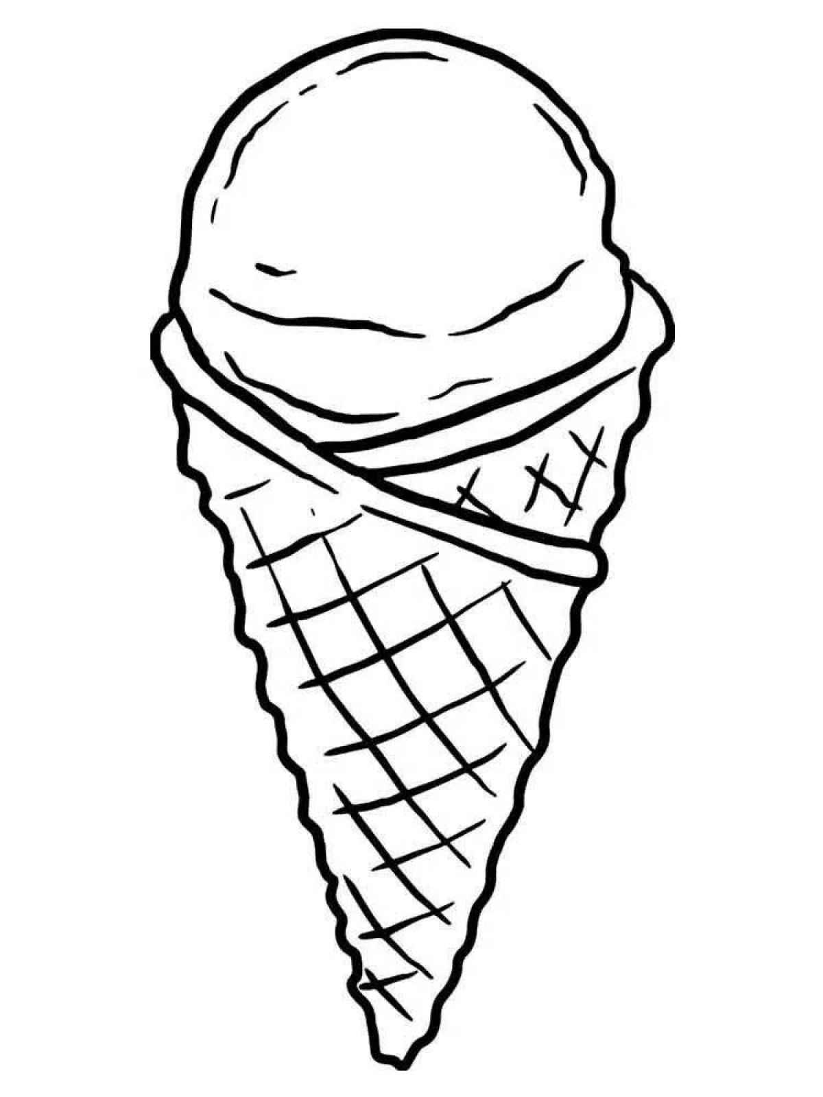Раскраска конус мороженого с брызгами цвета