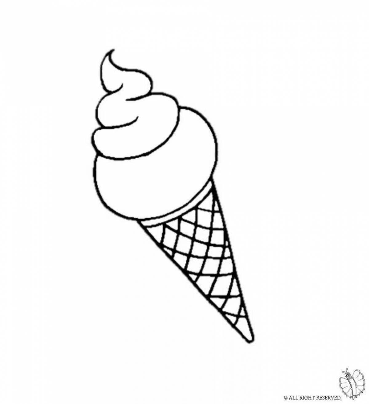 Coloured ice cream cone coloring book
