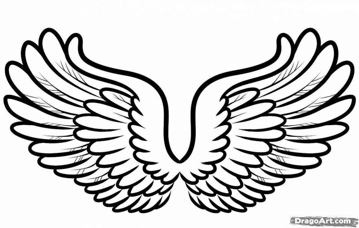 Coloring book shining angel wings
