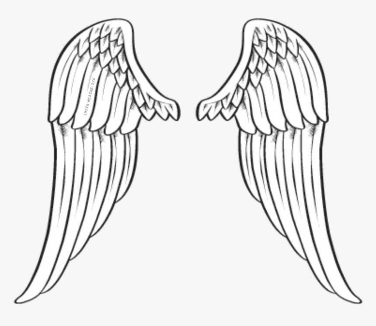 Coloring page gorgeous angel wings