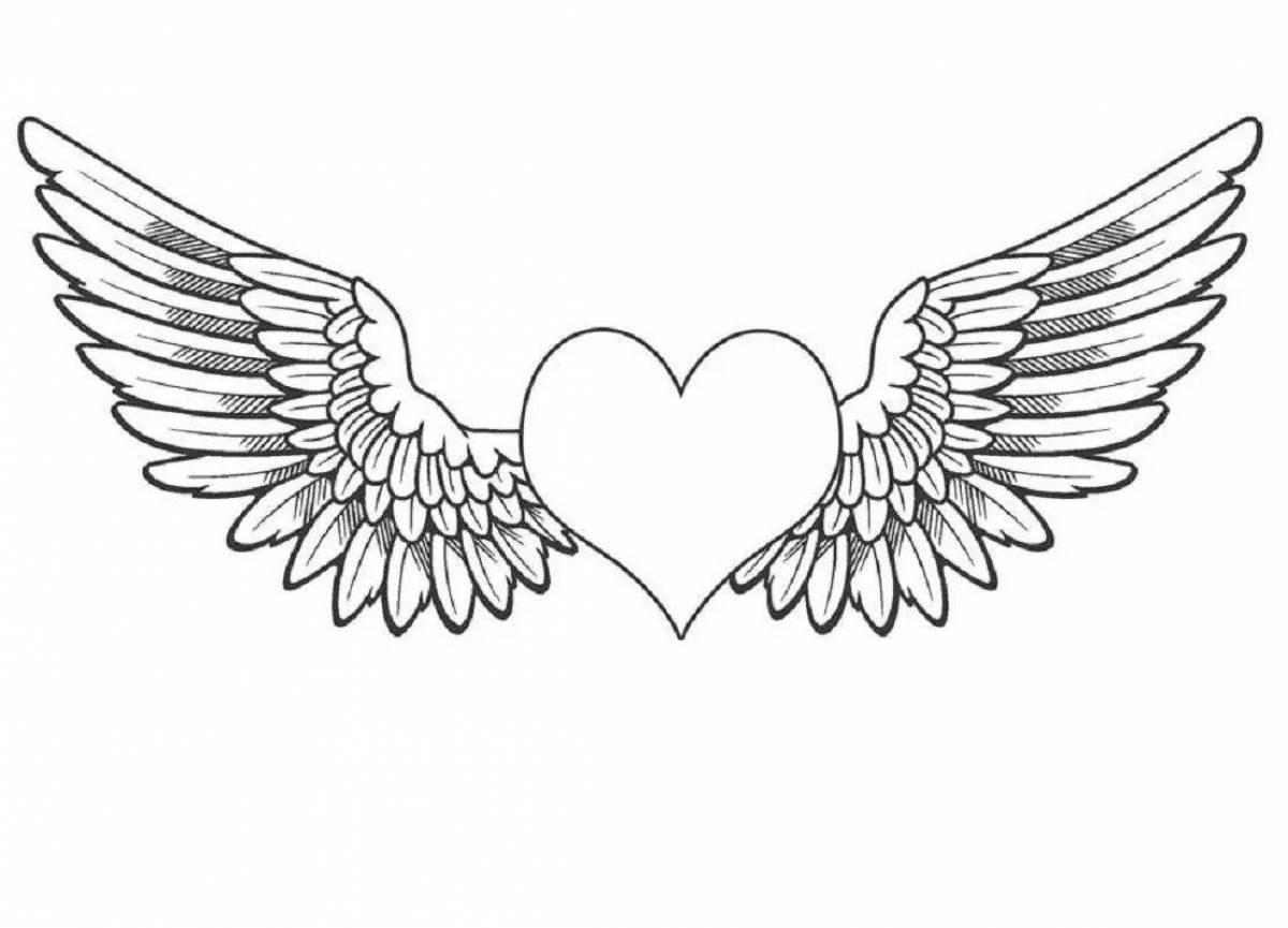 Coloring page dazzling angel wings