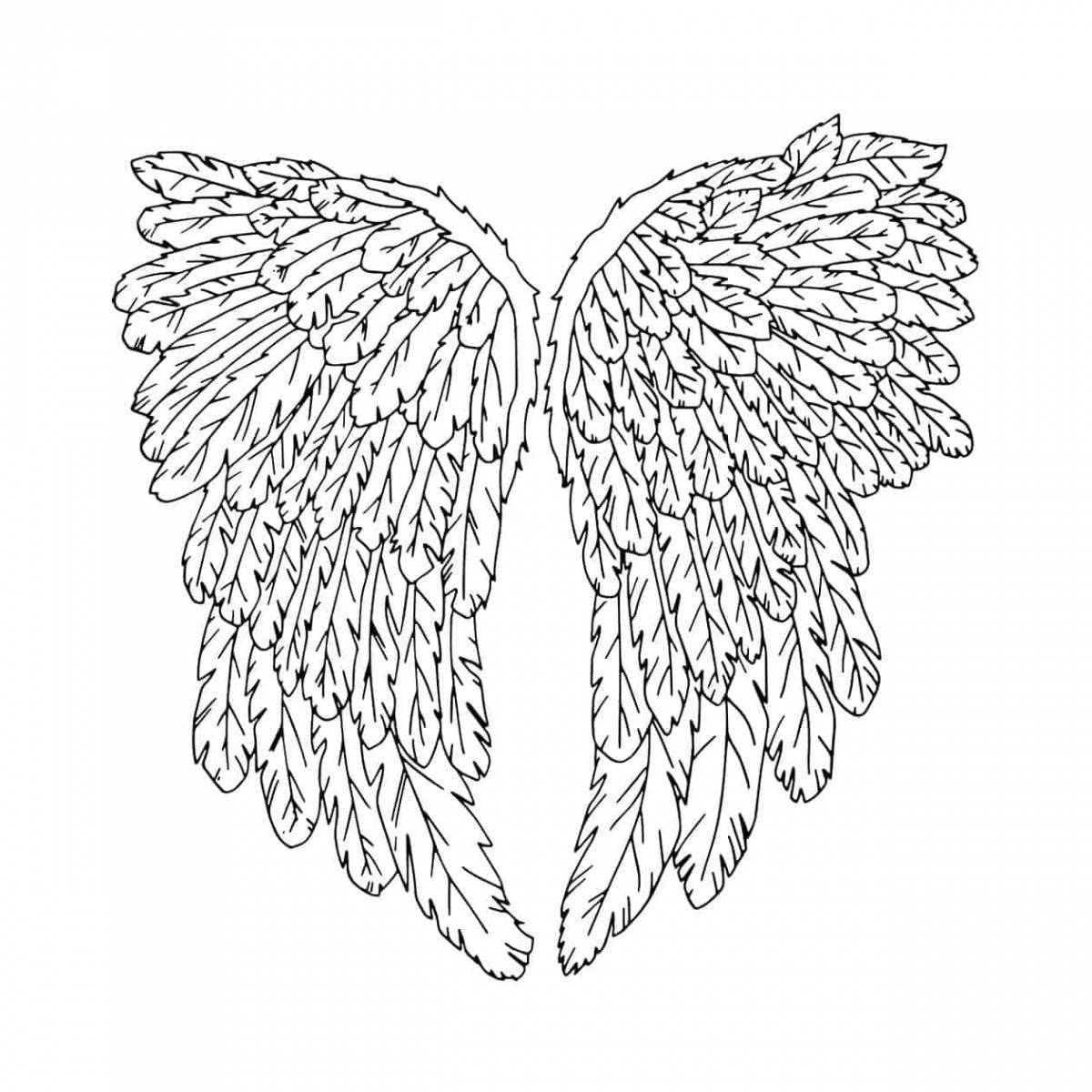 Playful angel wings coloring page