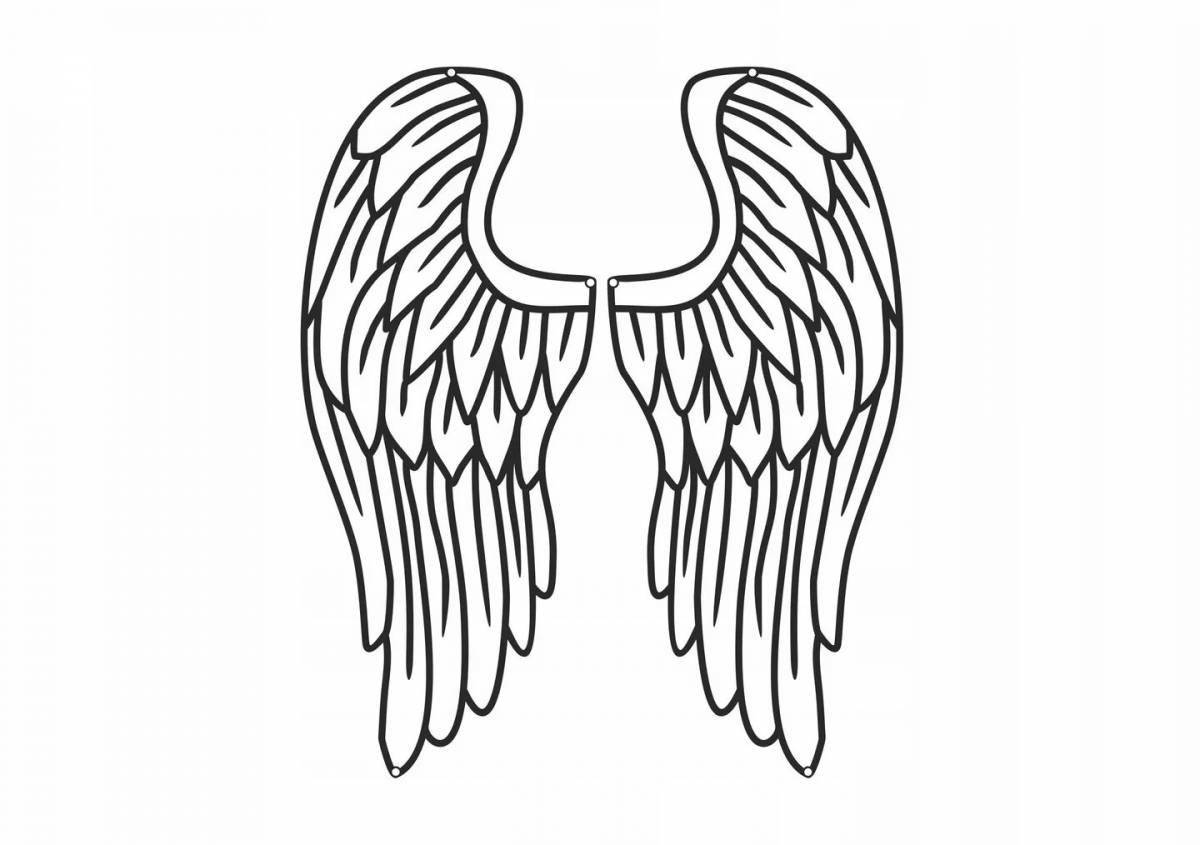 Coloring page funny angel wings