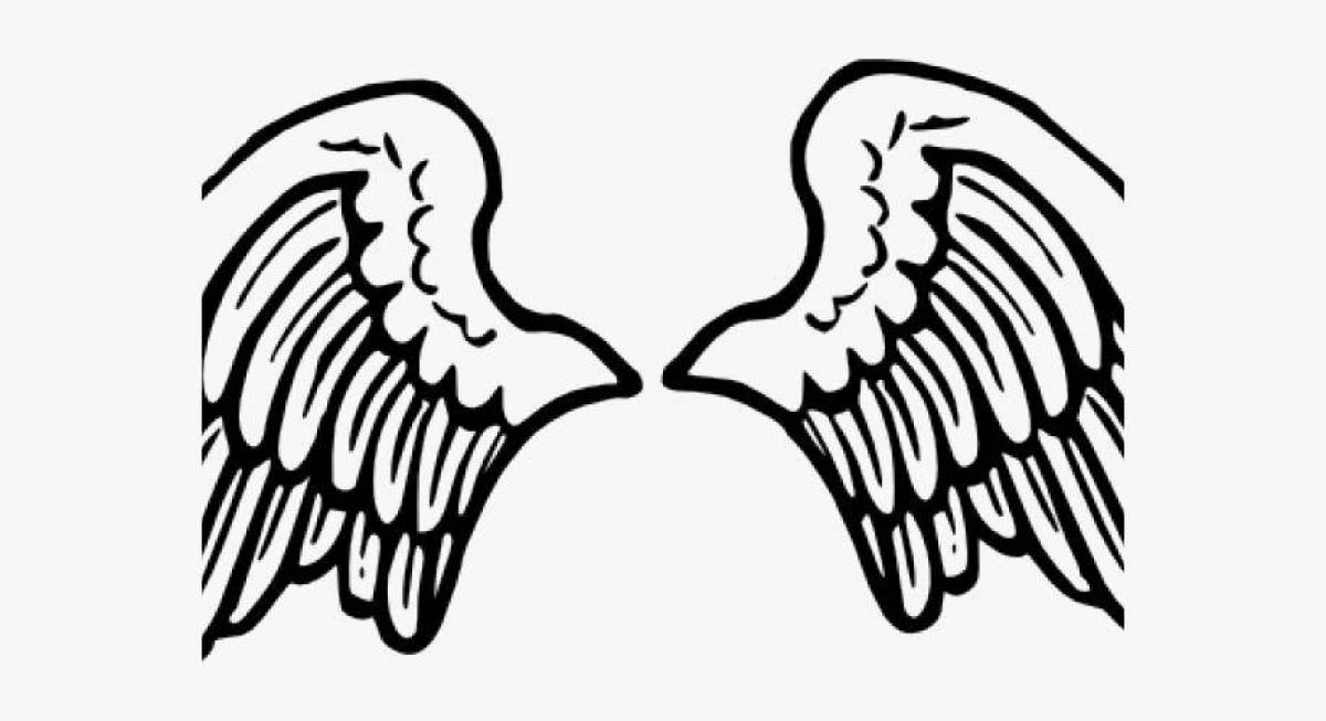 Раскраска изысканные крылья ангела