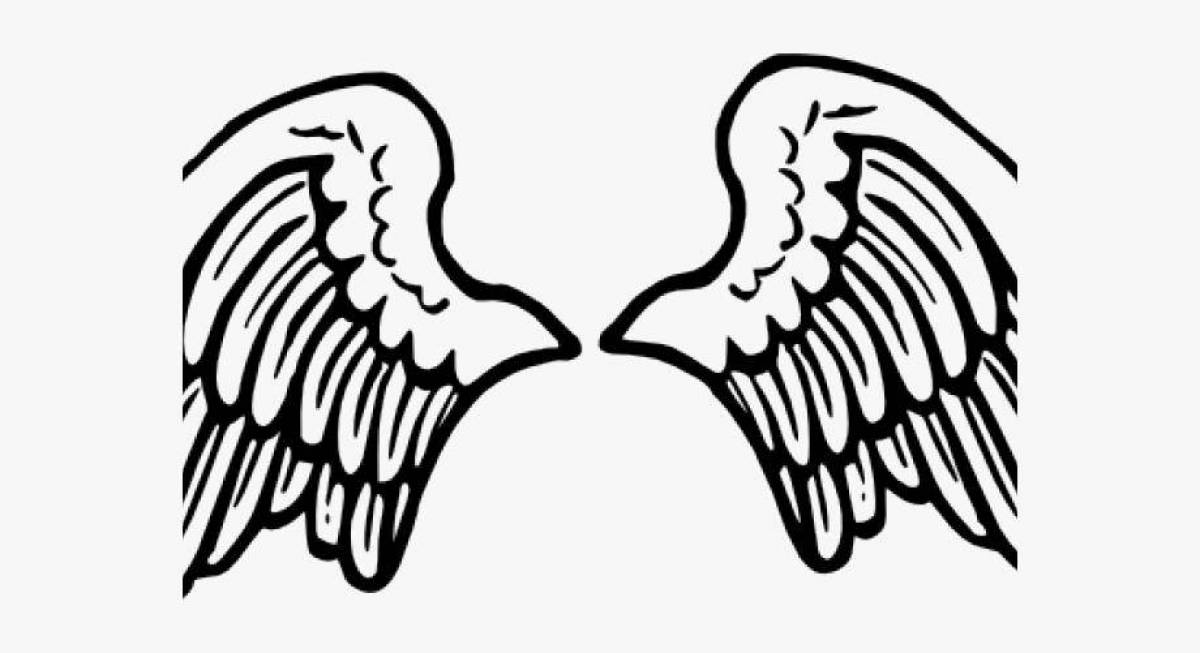 Fine angel wings coloring page