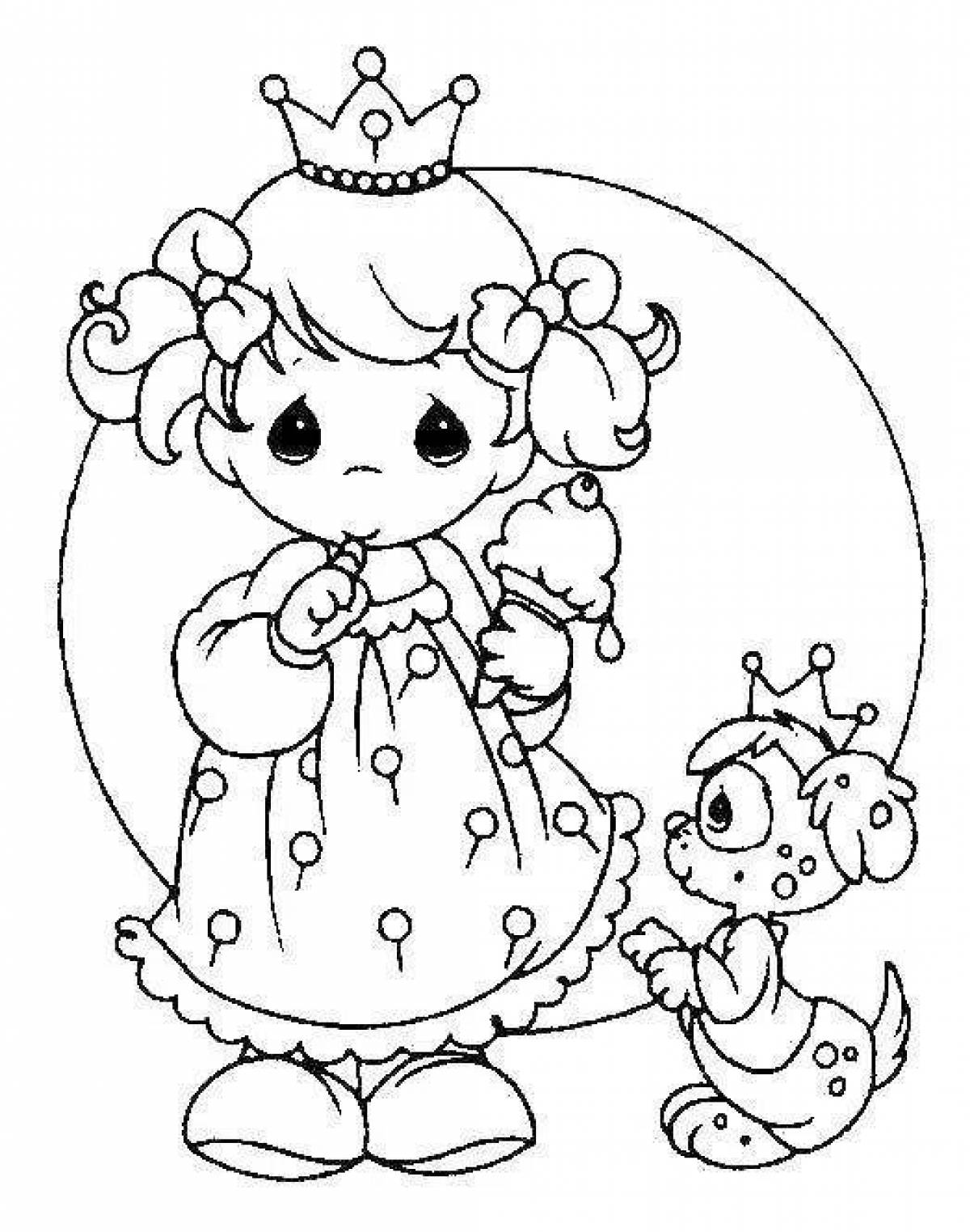 Coloring page joyful little princess